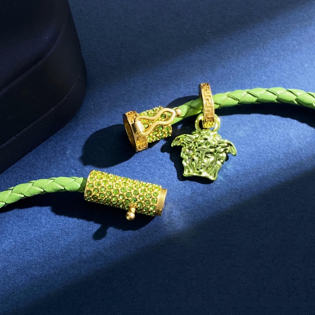 Versace Medusa Pendant Leather Necklace - PerfectKickZ