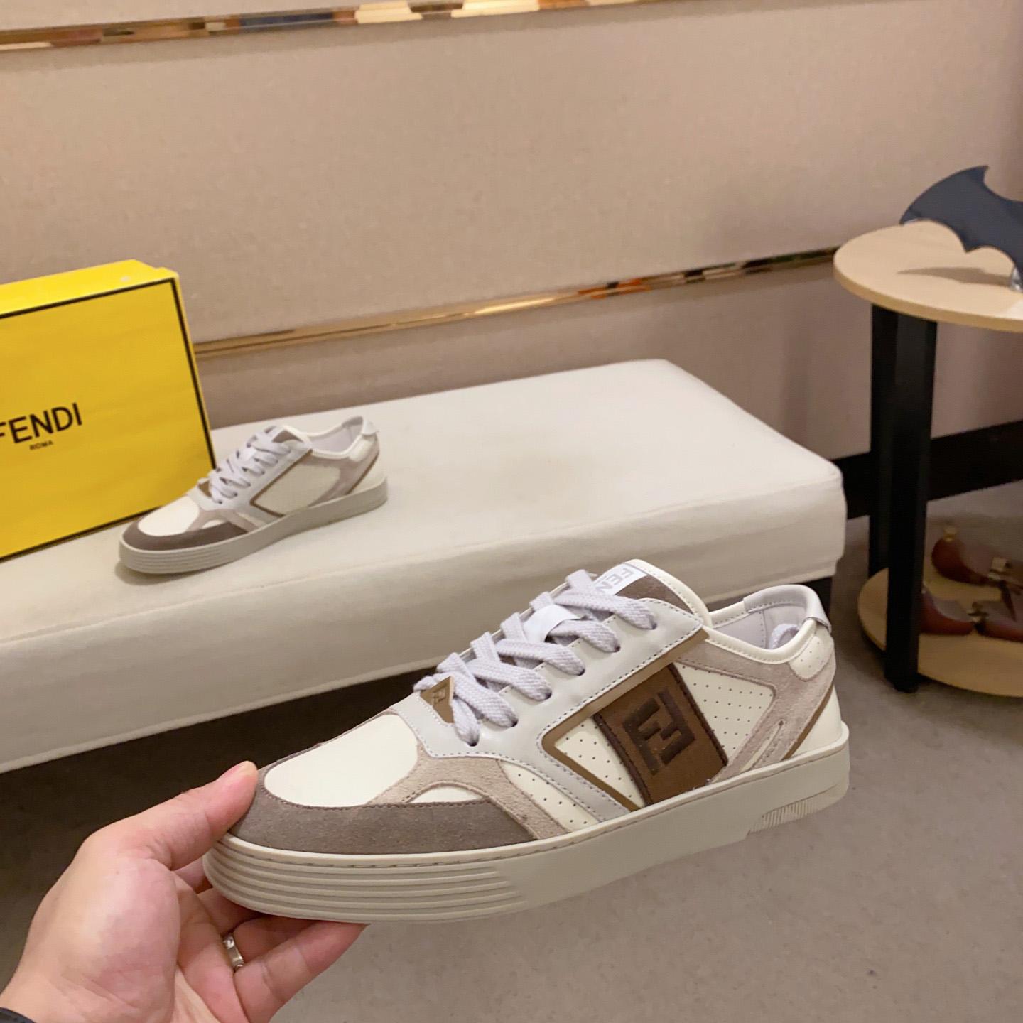 Fendi Step Beige Leather Low-tops Sneakers - PerfectKickZ