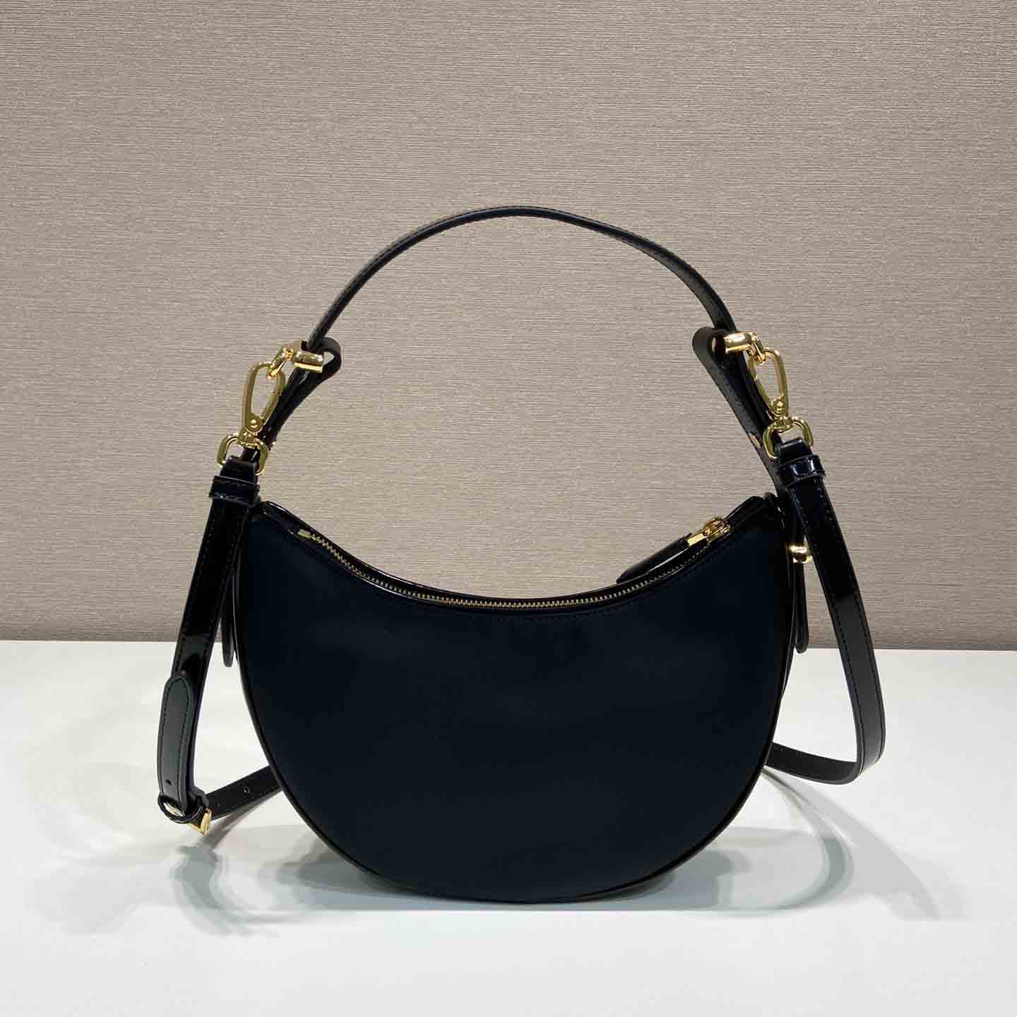 Prada Arqué Re-Nylon And Brushed Leather Shoulder Bag - PerfectKickZ