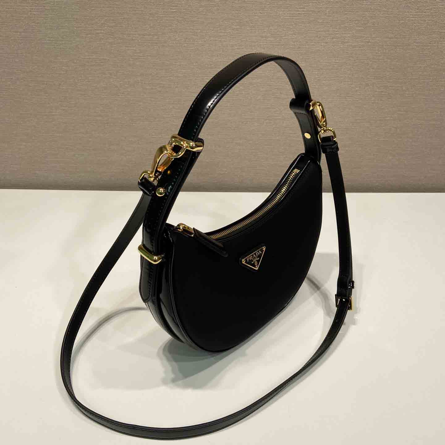 Prada Arqué Re-Nylon And Brushed Leather Shoulder Bag - PerfectKickZ