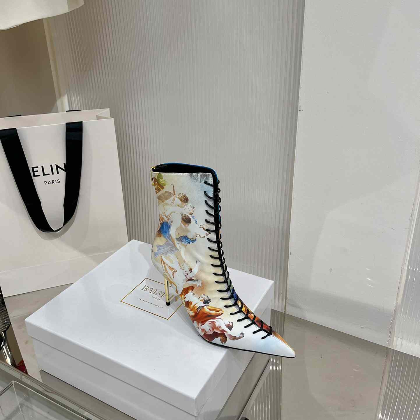 Balmain Uria Ankle Boots In Sky Print Leather - PerfectKickZ