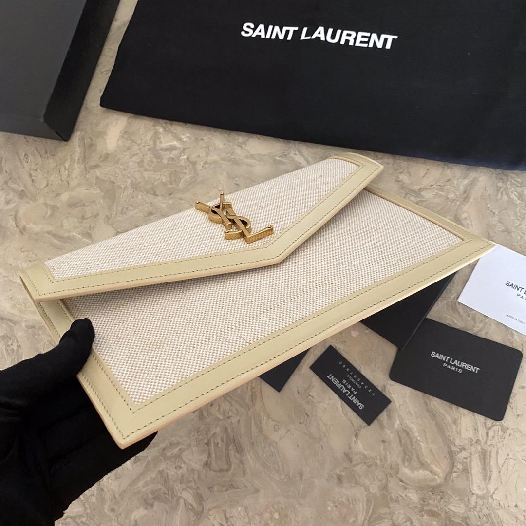 Saint Laurent Uptown Leather-trimmed Raffia Pouch (27-16-2cm) - PerfectKickZ