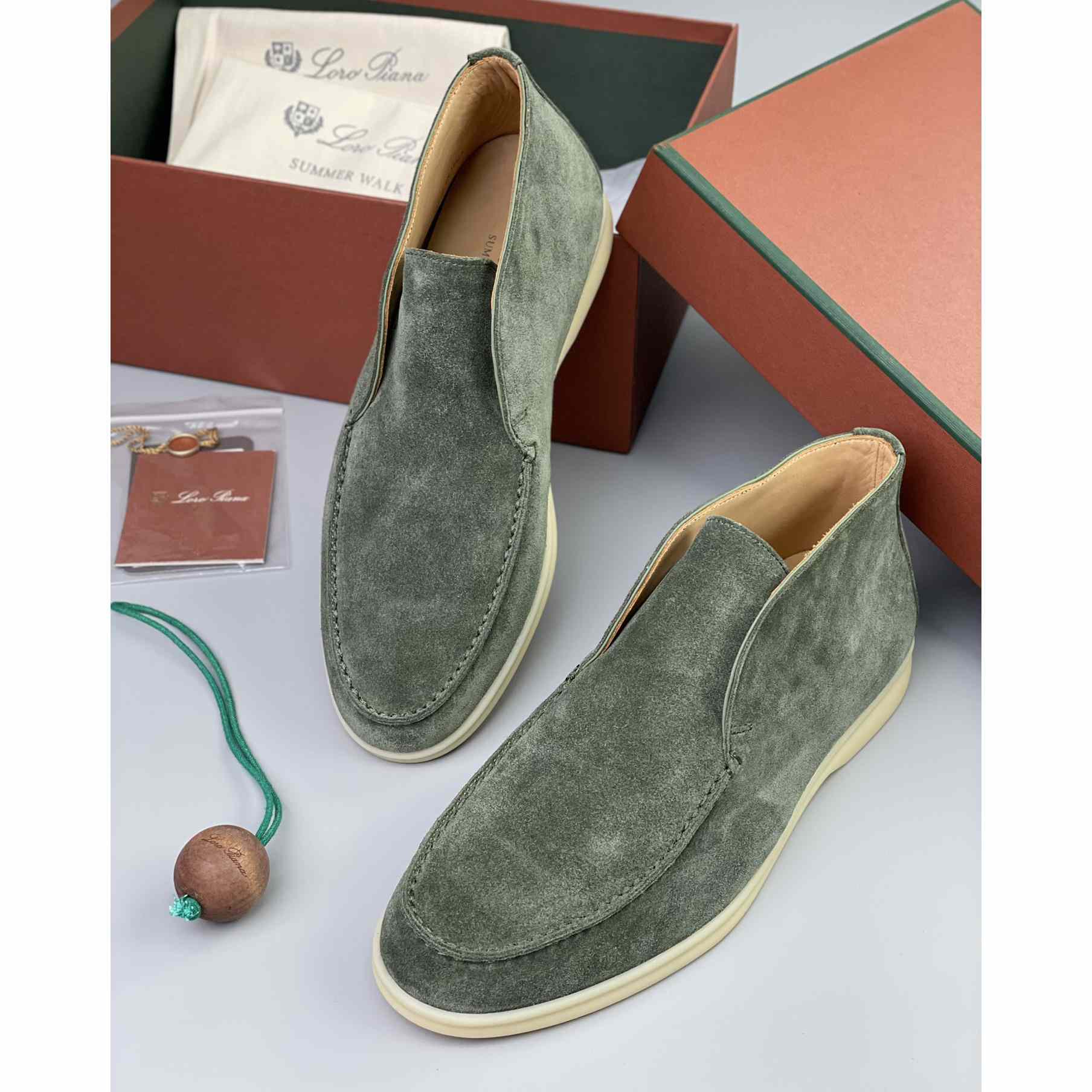 Loro Piana White Sole Summer Walk Loafers In Caviar - PerfectKickZ