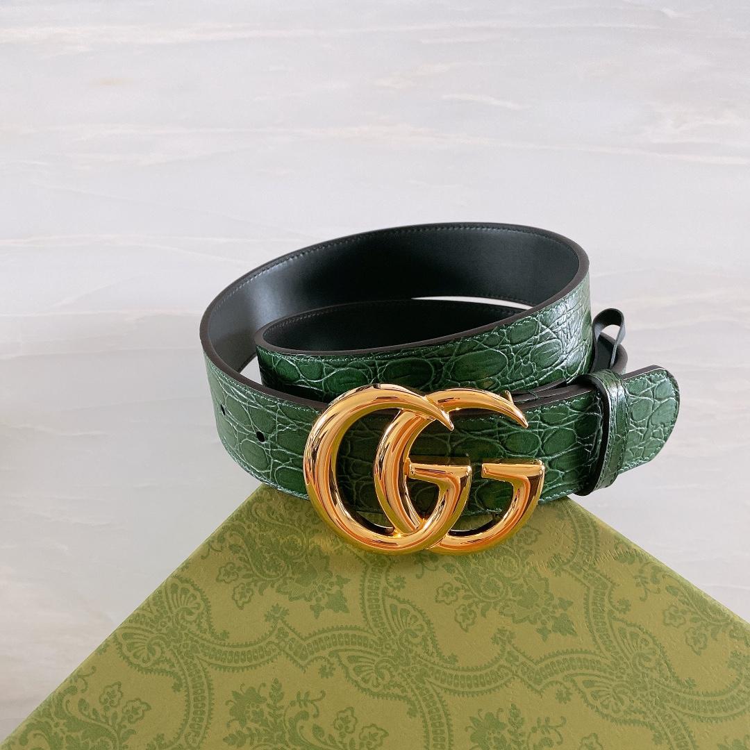 Gucci GG Marmont Caiman belt With Shiny Buckle - PerfectKickZ
