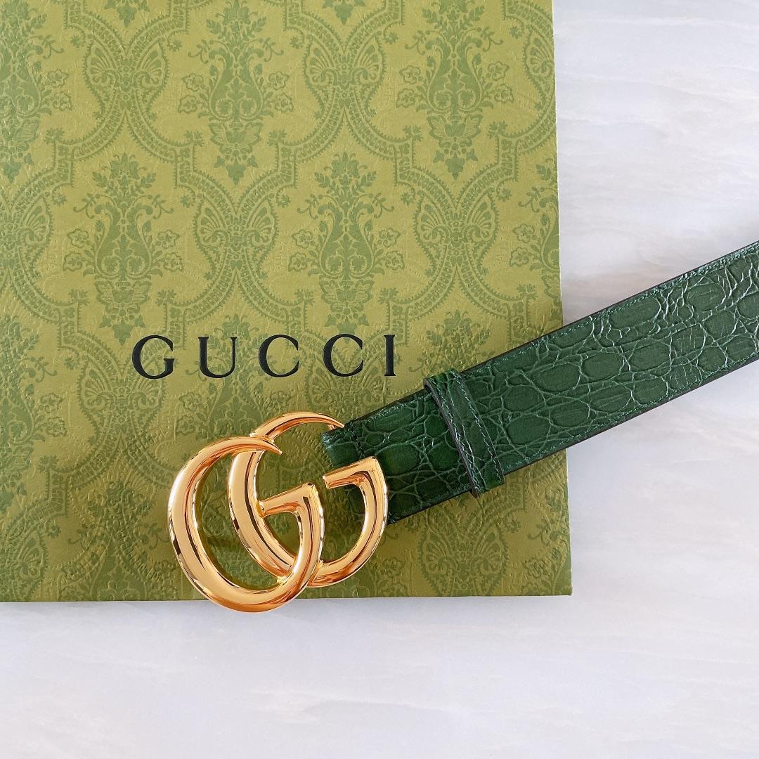 Gucci GG Marmont Caiman belt With Shiny Buckle - PerfectKickZ