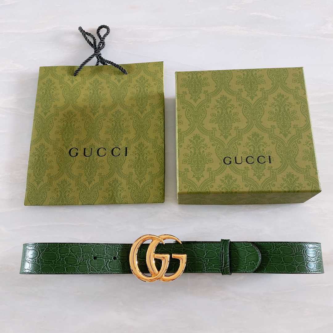 Gucci GG Marmont Caiman belt With Shiny Buckle - PerfectKickZ