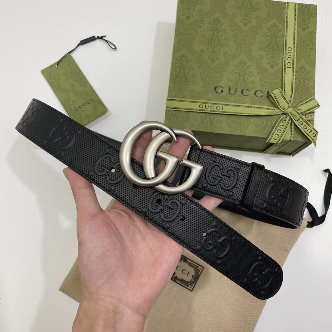 Gucci Leather Belt With Maxi GG - PerfectKickZ