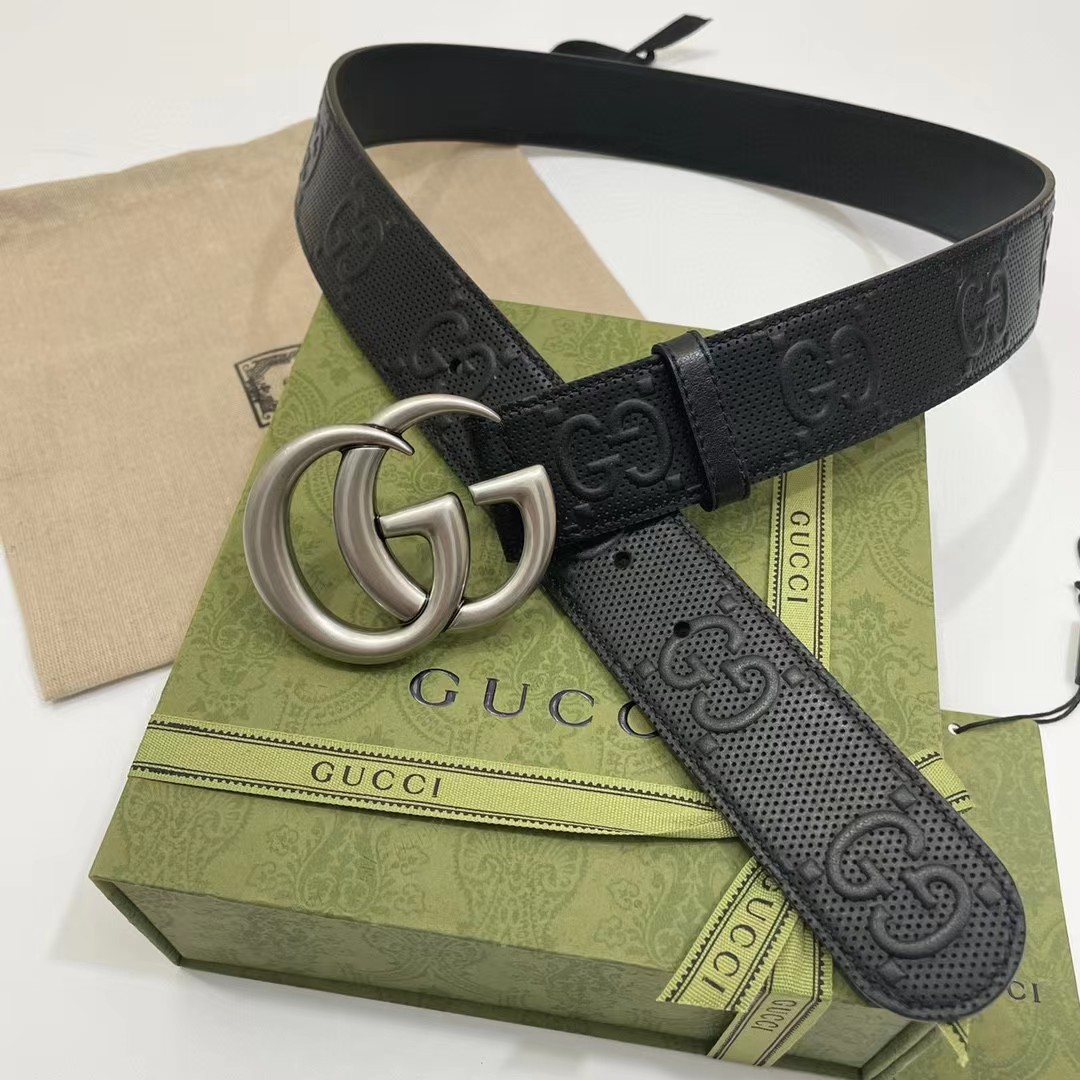 Gucci Leather Belt With Maxi GG - PerfectKickZ