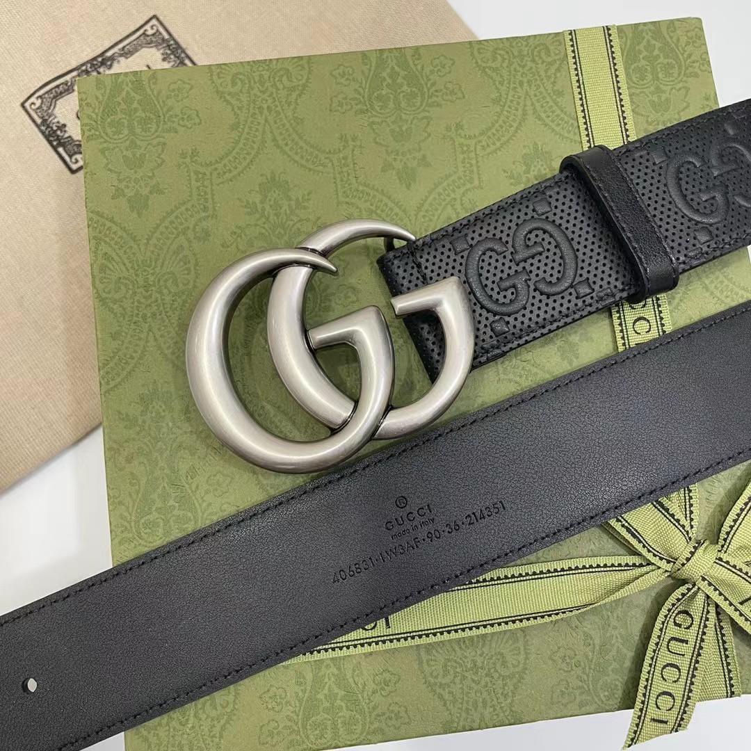 Gucci Leather Belt With Maxi GG - PerfectKickZ