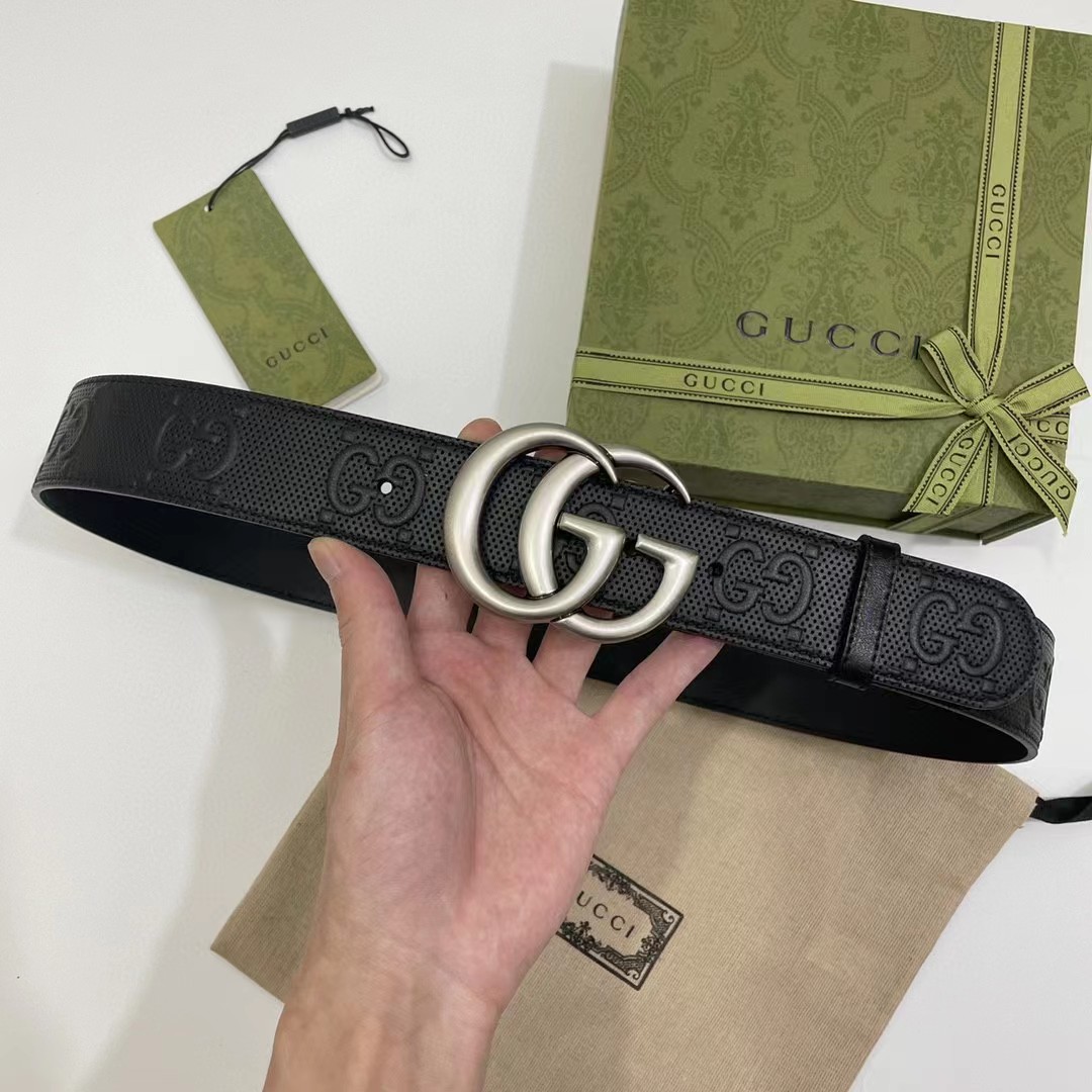 Gucci Leather Belt With Maxi GG - PerfectKickZ