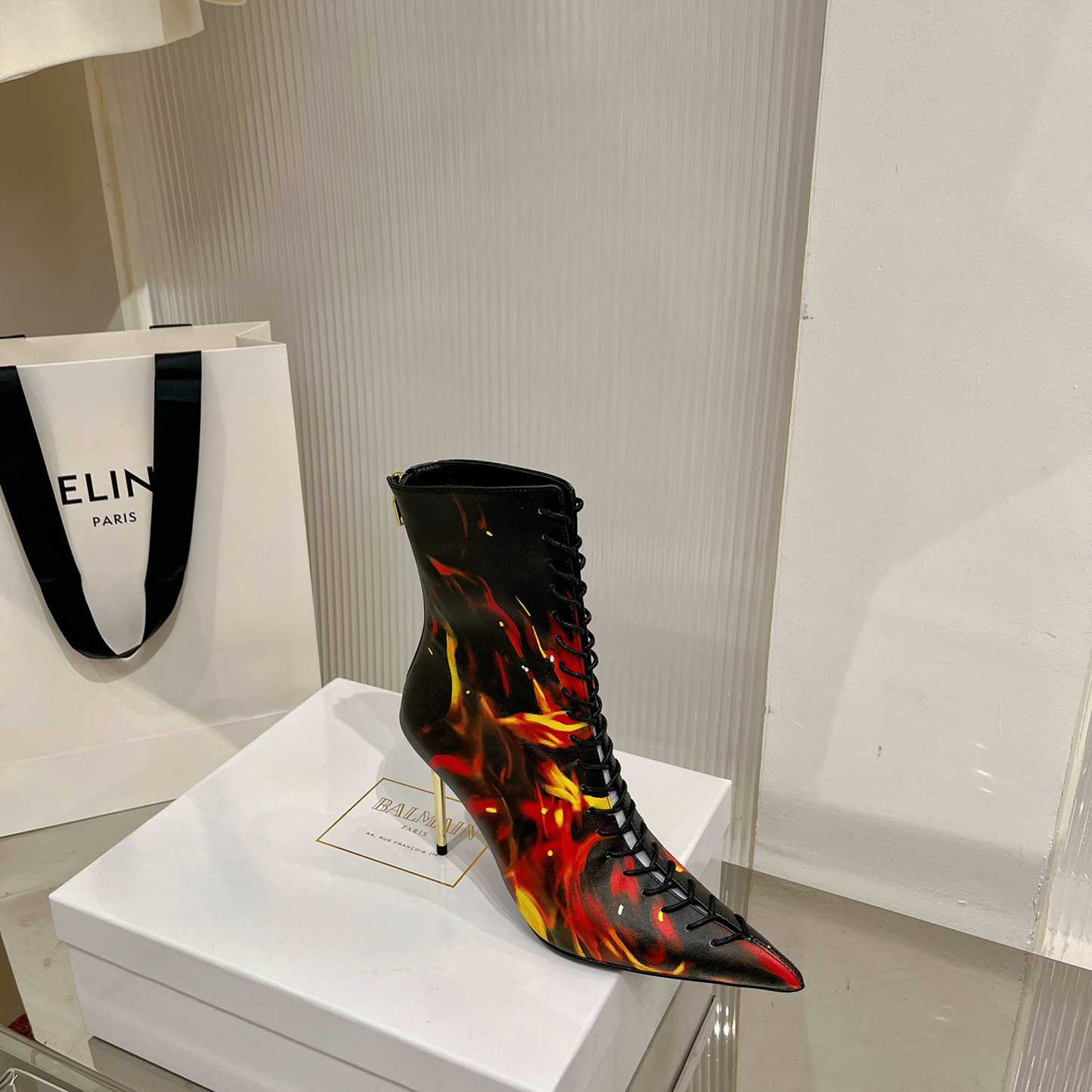 Balmain Uria Ankle Boots In Fire Print Leather - PerfectKickZ