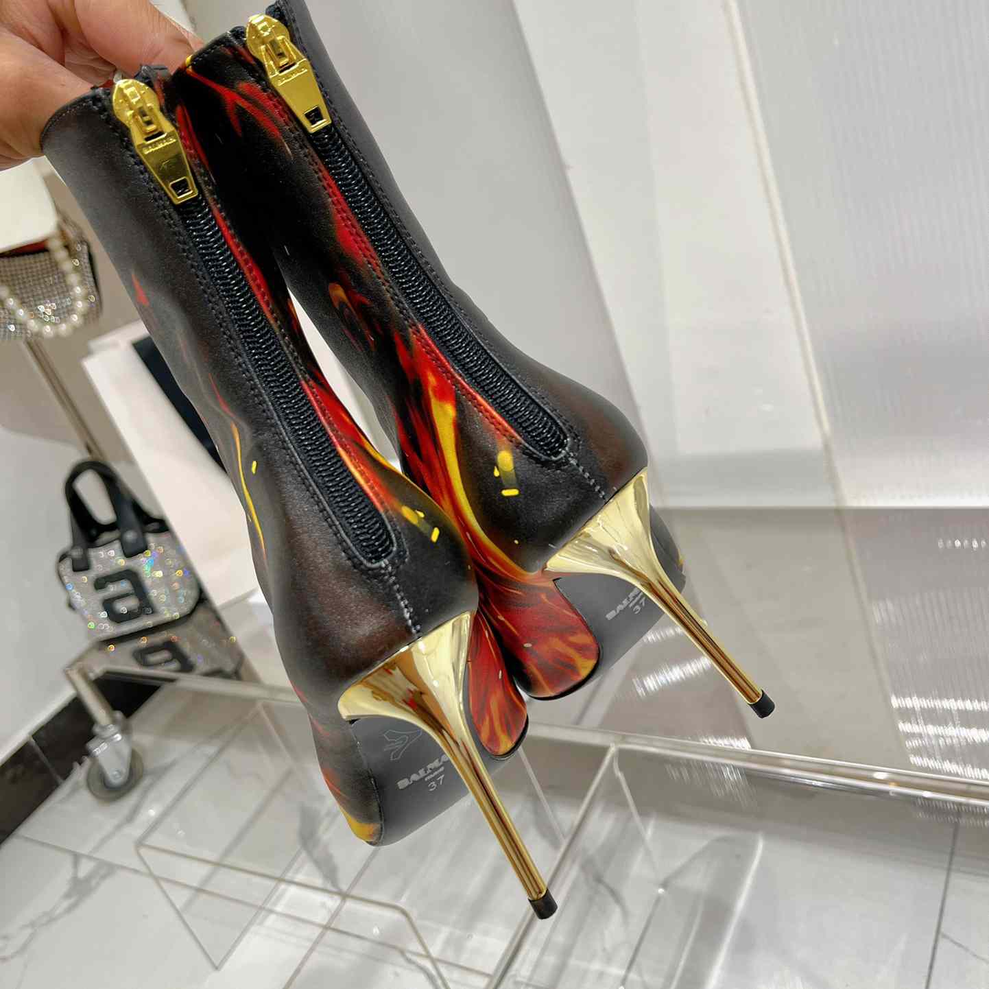 Balmain Uria Ankle Boots In Fire Print Leather - PerfectKickZ