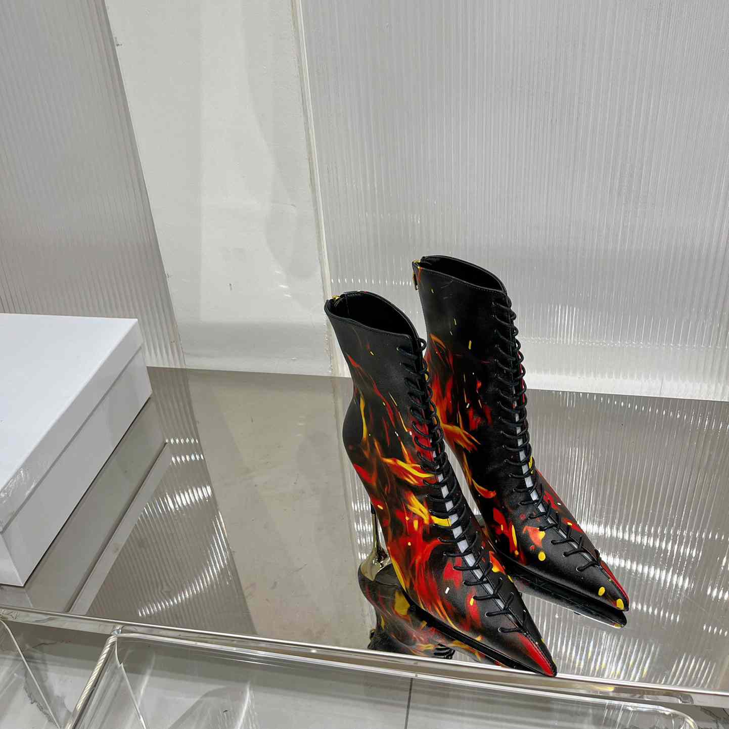 Balmain Uria Ankle Boots In Fire Print Leather - PerfectKickZ