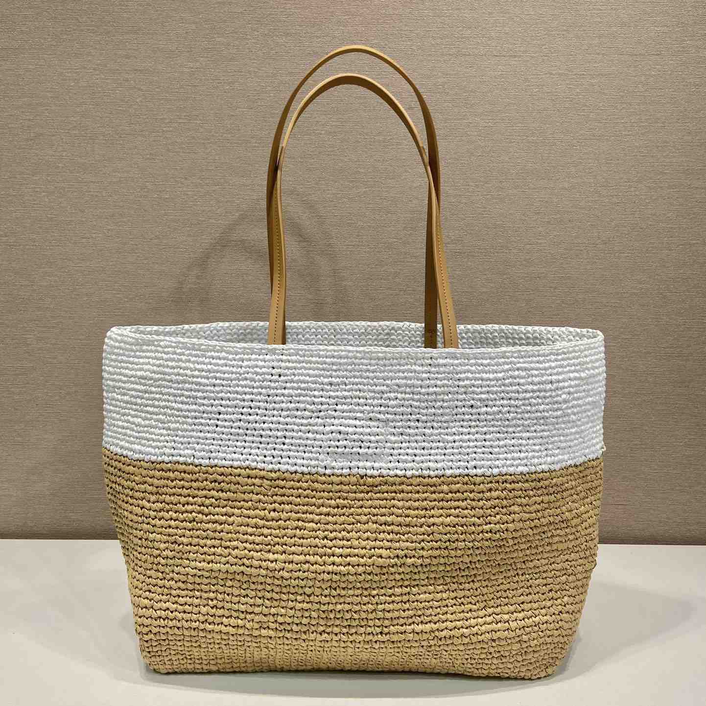 Prada Raffia And Leather Tote Bag - PerfectKickZ