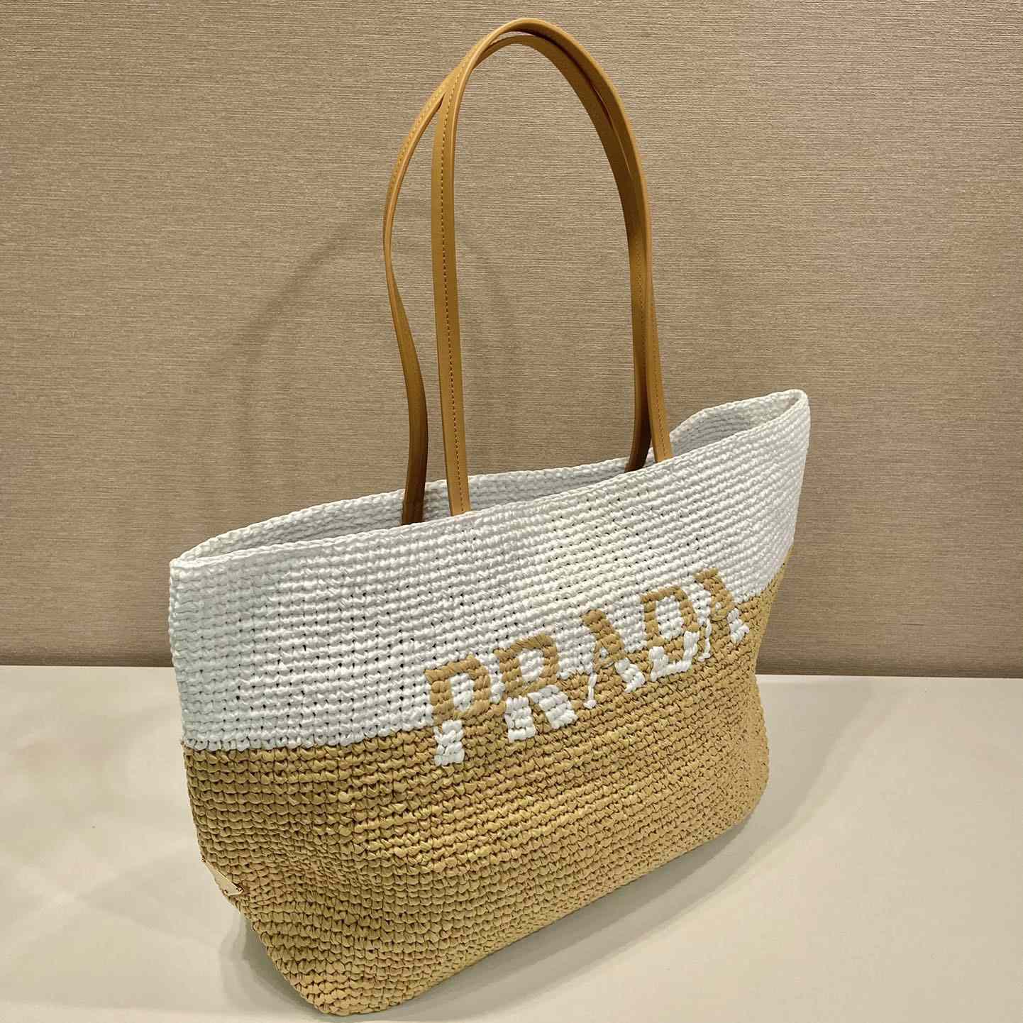 Prada Raffia And Leather Tote Bag - PerfectKickZ