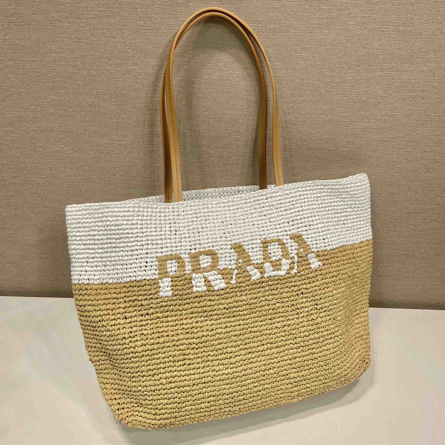 Prada Raffia And Leather Tote Bag - PerfectKickZ