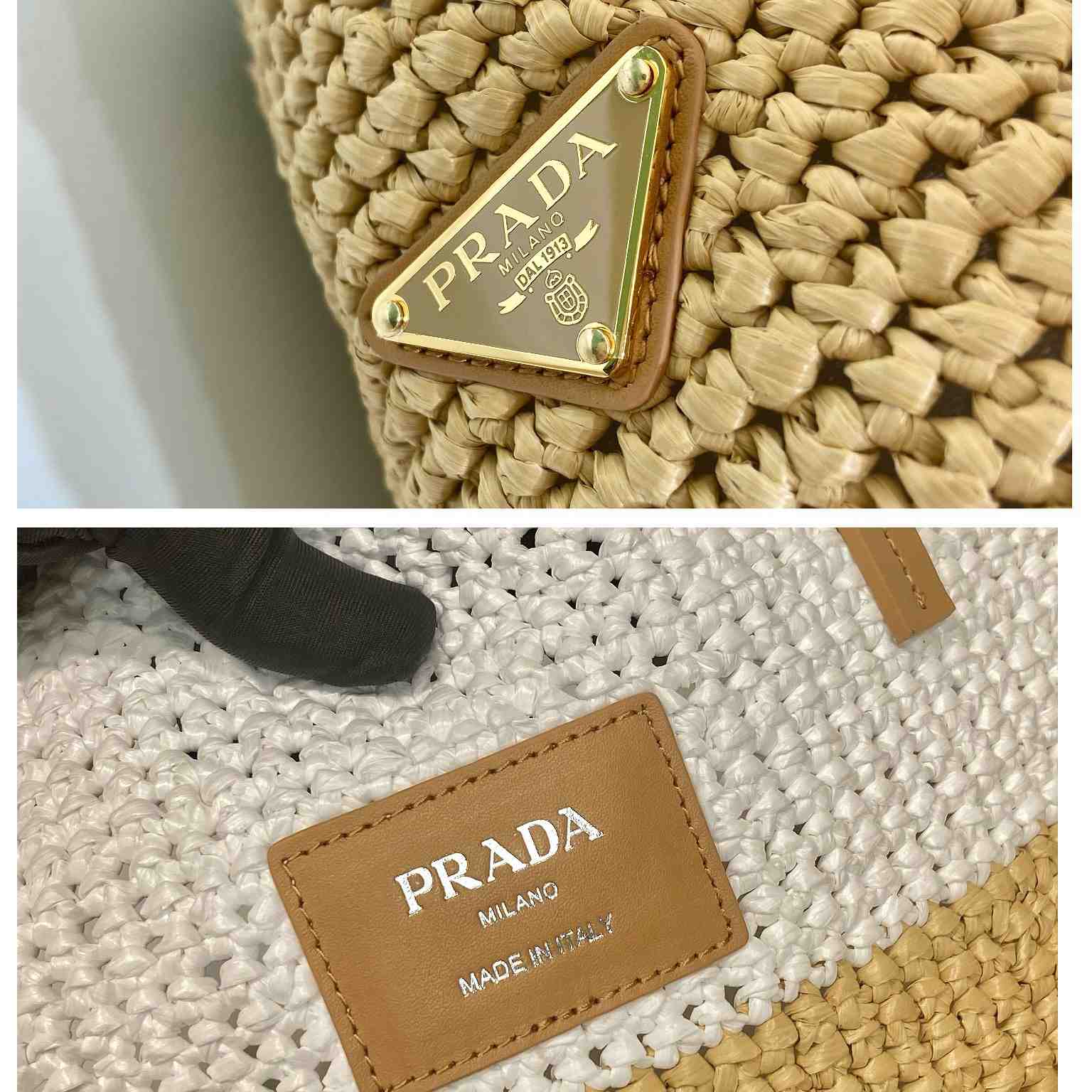 Prada Raffia And Leather Tote Bag - PerfectKickZ