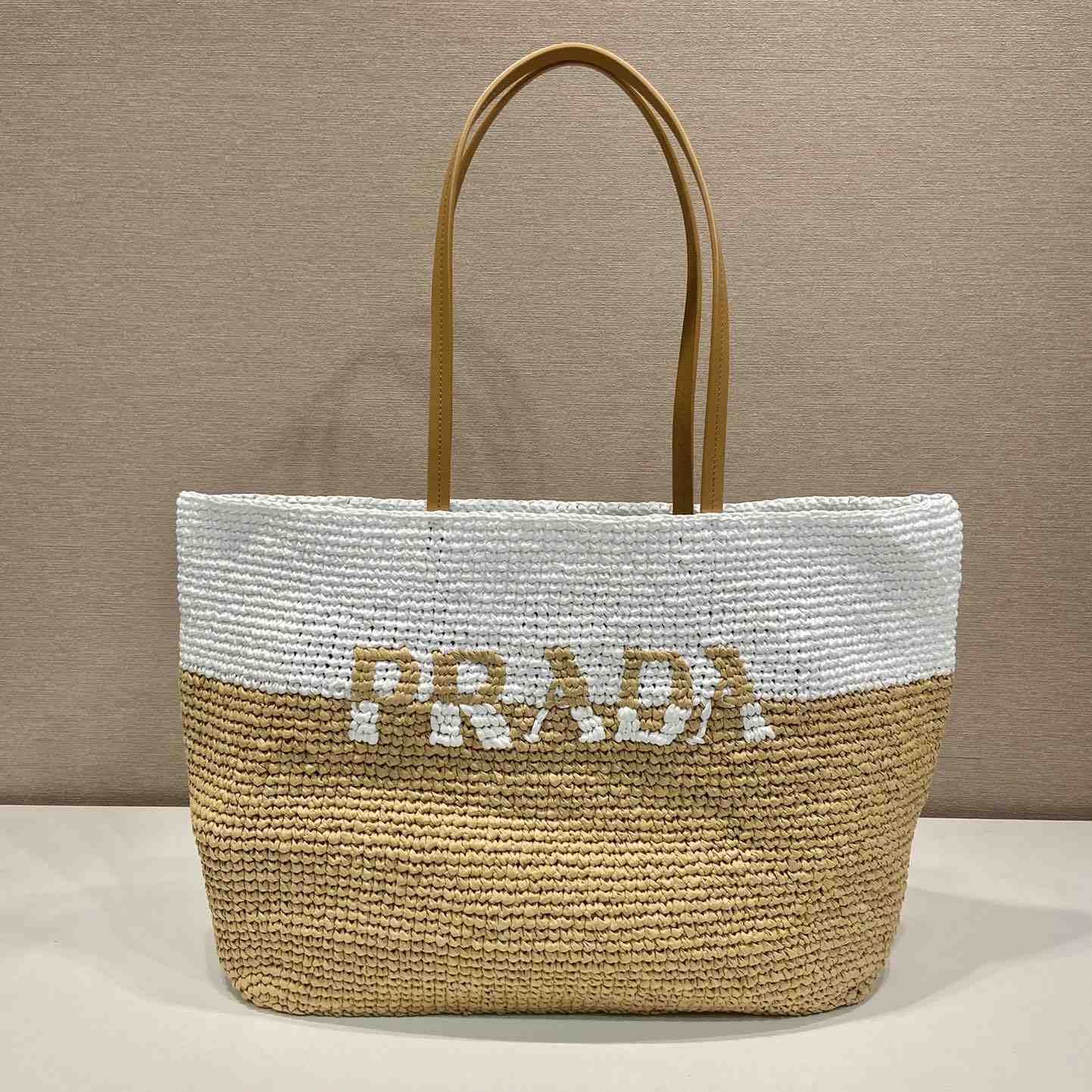 Prada Raffia And Leather Tote Bag - PerfectKickZ
