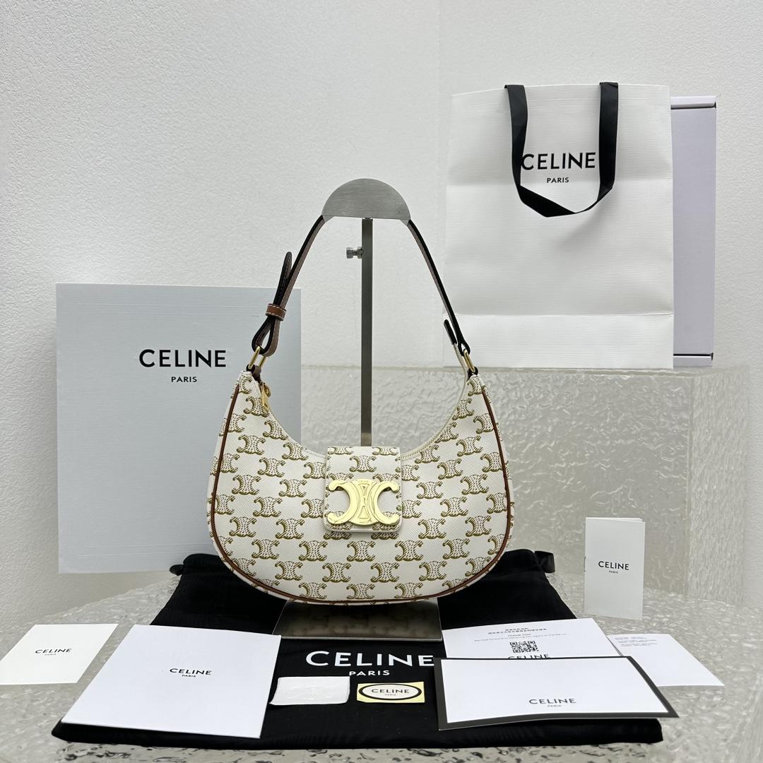 Celine Ava Triomphe Soft Bag In Triomphe Canvas And Calfskin - PerfectKickZ