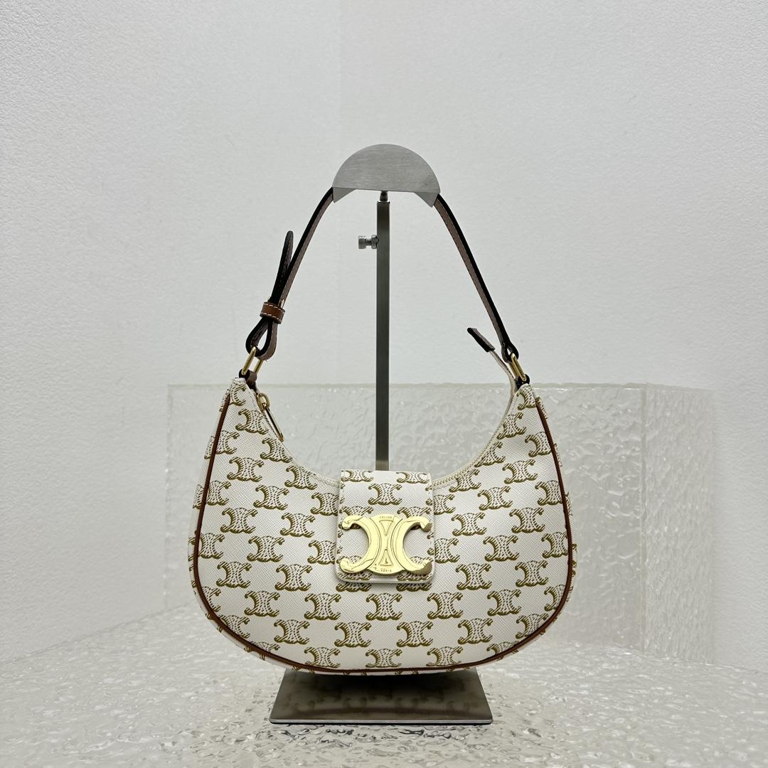 Celine Ava Triomphe Soft Bag In Triomphe Canvas And Calfskin - 