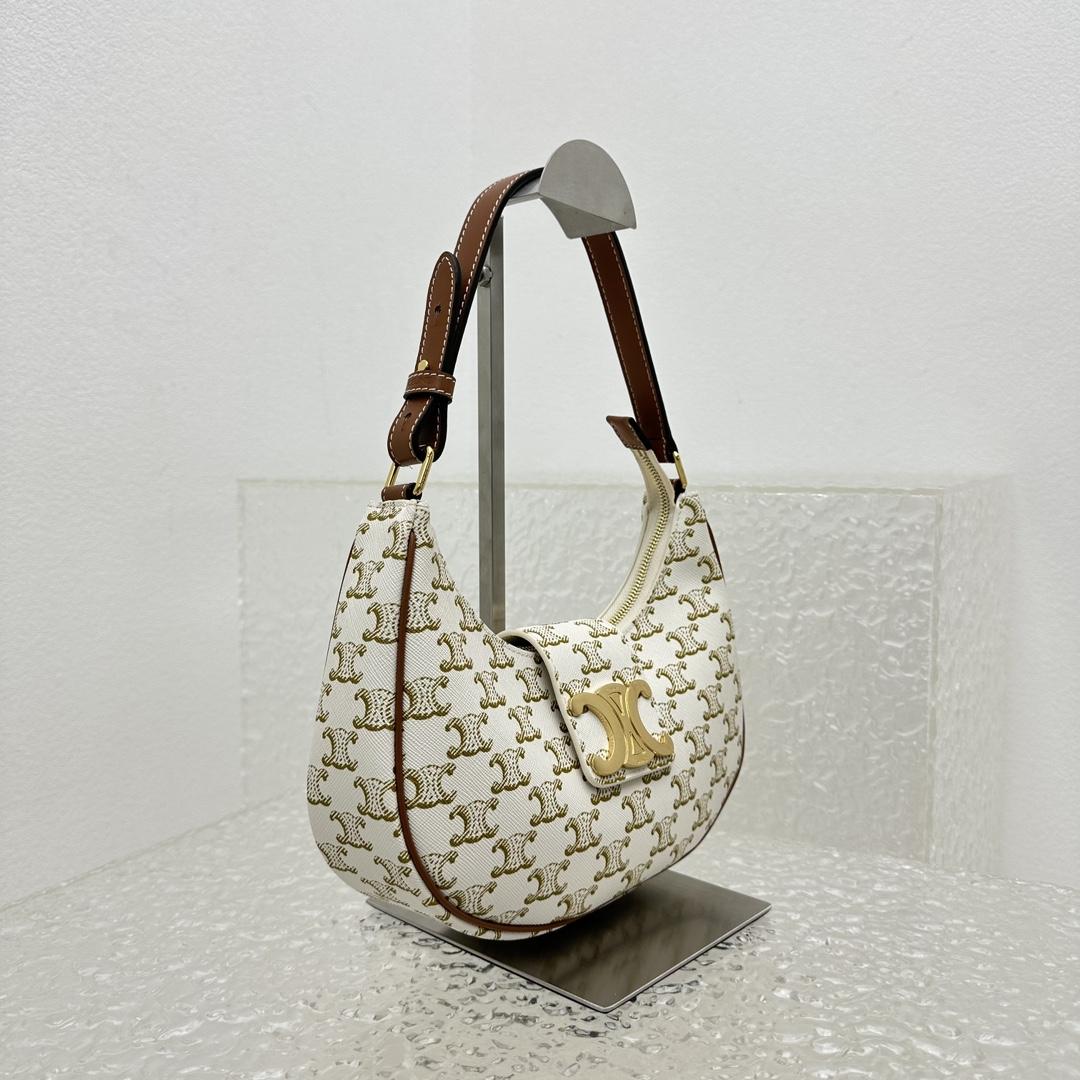 Celine Ava Triomphe Soft Bag In Triomphe Canvas And Calfskin - 