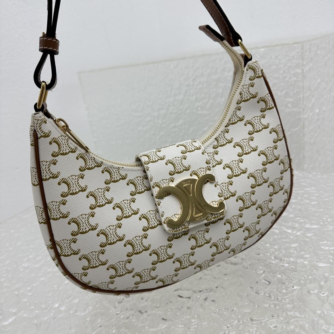 Celine Ava Triomphe Soft Bag In Triomphe Canvas And Calfskin - 