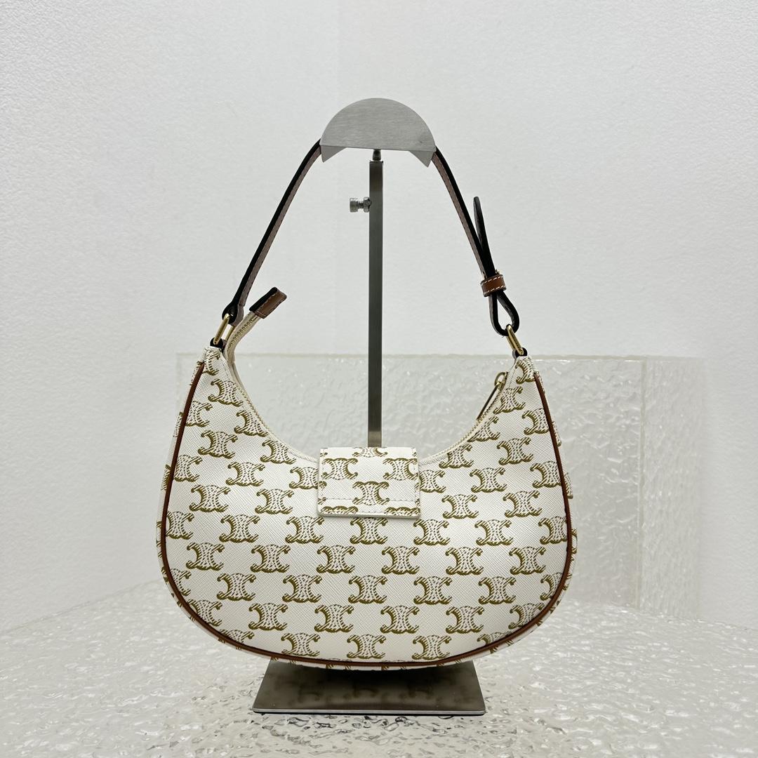 Celine Ava Triomphe Soft Bag In Triomphe Canvas And Calfskin - 