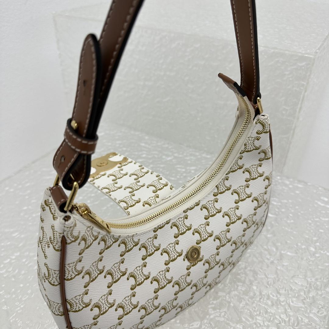 Celine Ava Triomphe Soft Bag In Triomphe Canvas And Calfskin - PerfectKickZ