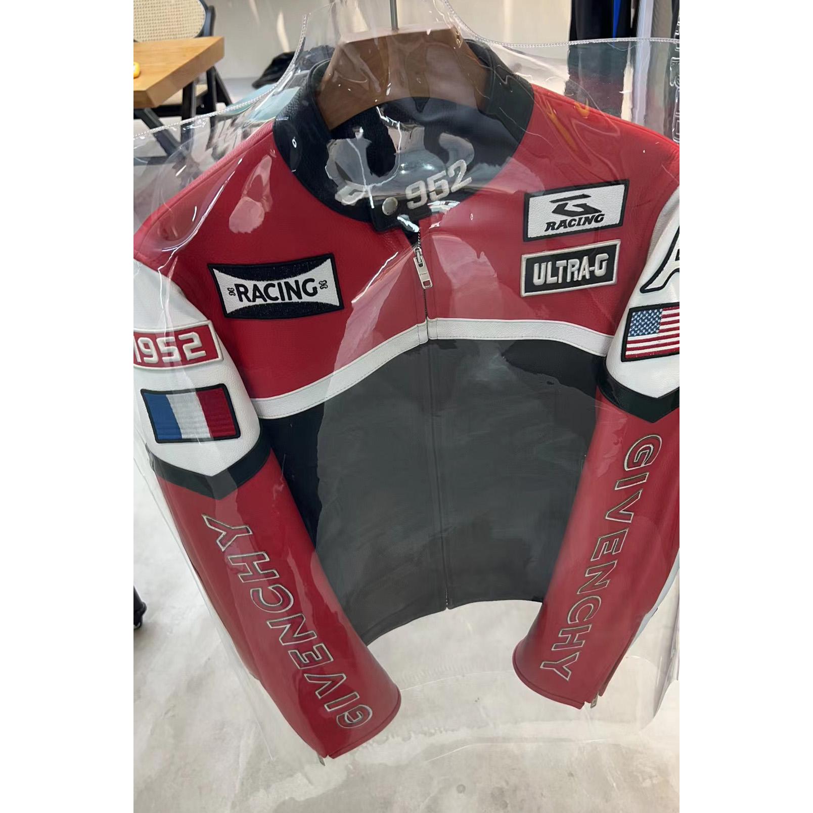 Givenchy Men's Red 4g Motif Biker Jacket - PerfectKickZ