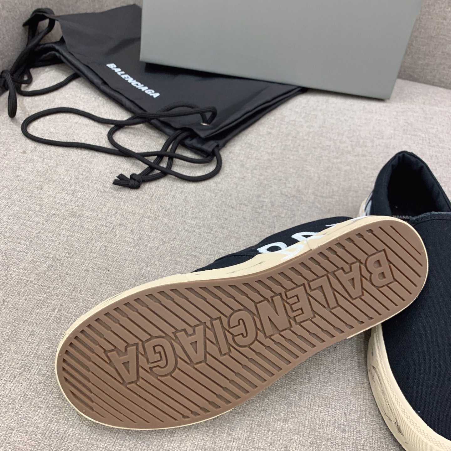 Balenciaga Paris Slip On Graffiti Sneaker In Black - PerfectKickZ