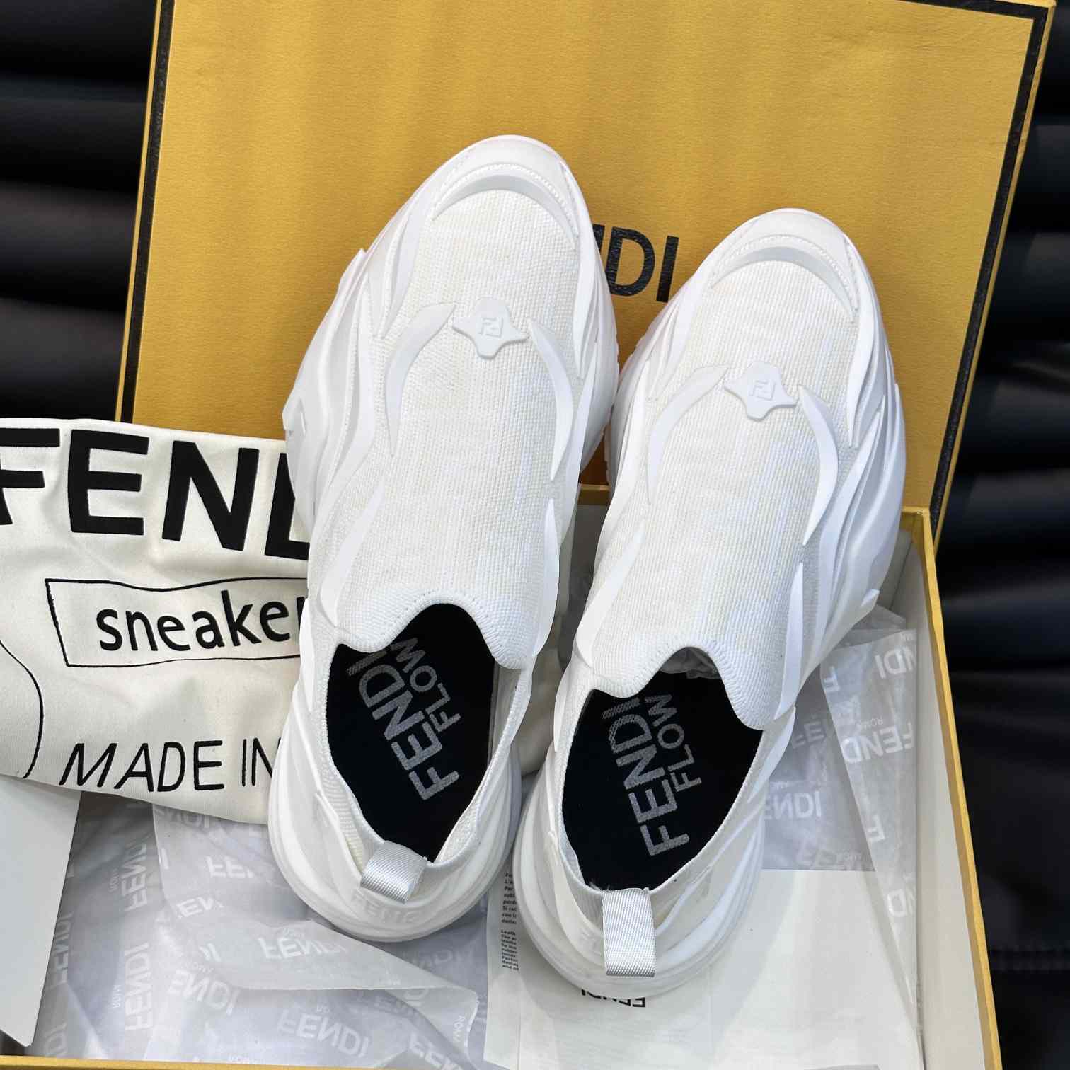 Fendi Flow White Mesh Running Sneakers - PerfectKickZ