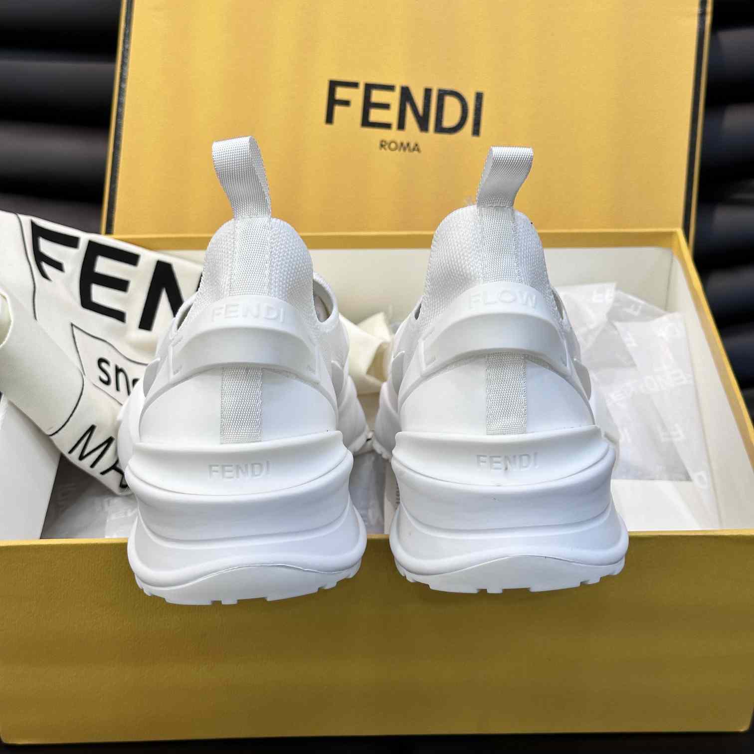 Fendi Flow White Mesh Running Sneakers - PerfectKickZ