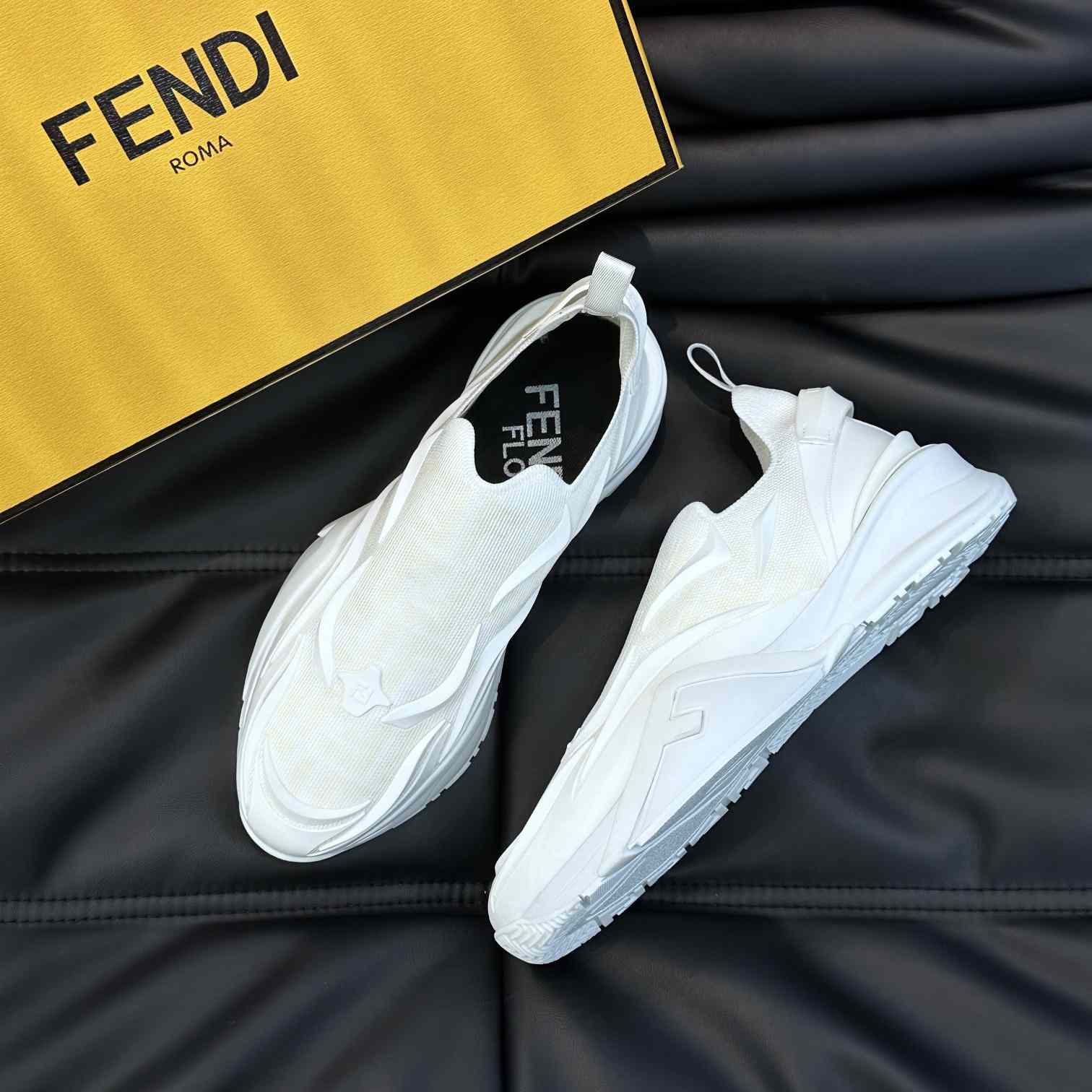 Fendi Flow White Mesh Running Sneakers - PerfectKickZ