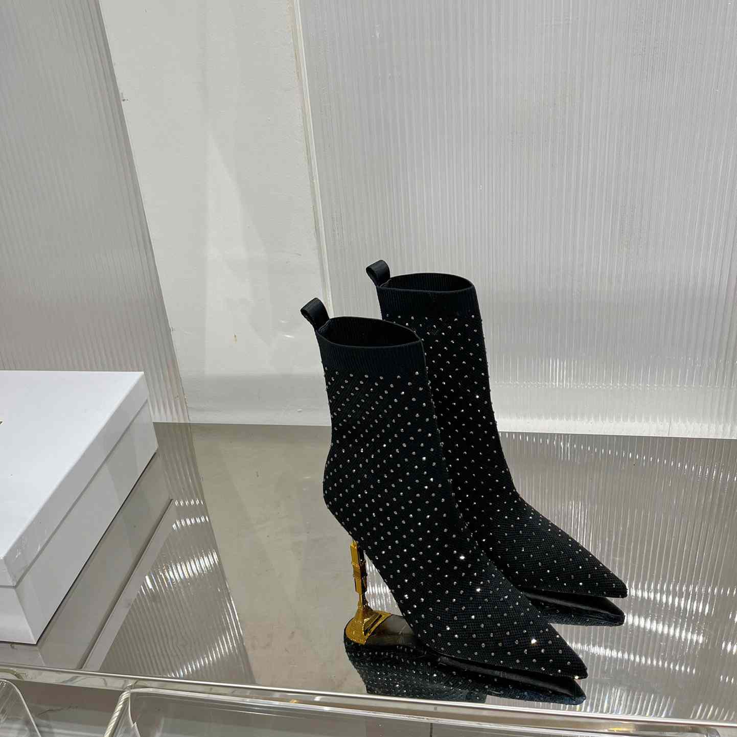 Balmain Moneta Rhinestoned knit Ankle Boots - PerfectKickZ