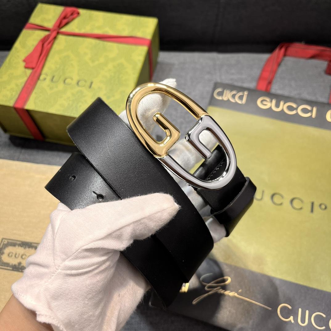 Gucci Belt With Two-toned Metal Buckle - PerfectKickZ