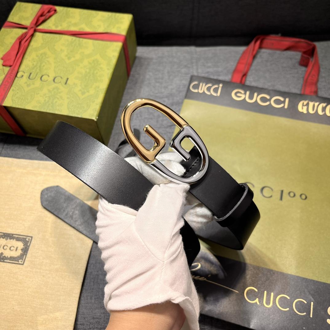 Gucci Belt With Two-toned Metal Buckle - PerfectKickZ