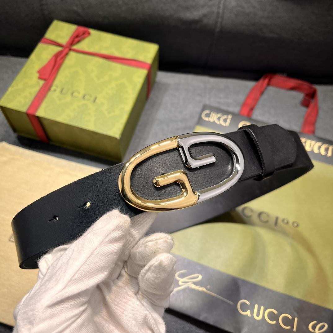 Gucci Belt With Two-toned Metal Buckle - PerfectKickZ