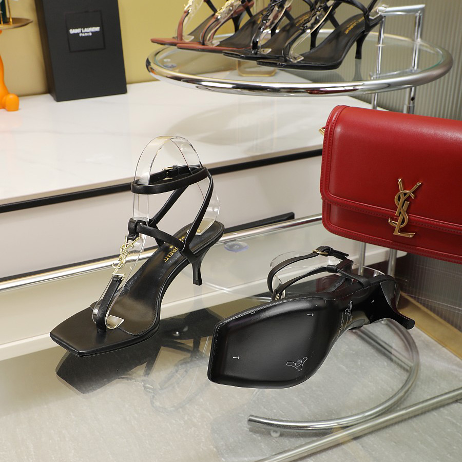 Saint Laurent Cassandra 65mm Leather Sandal    - PerfectKickZ