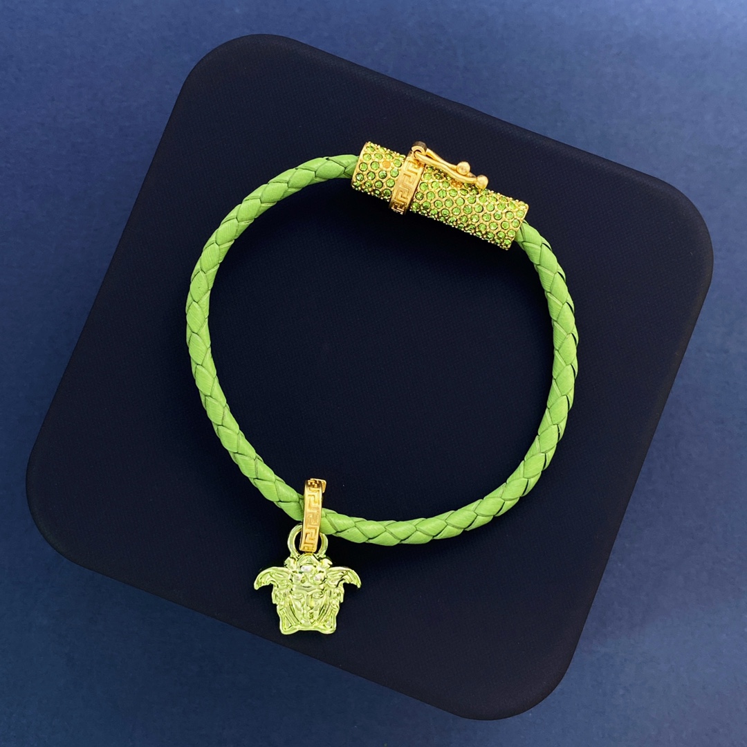 Versace Medusa Head Leather Bracelet - PerfectKickZ