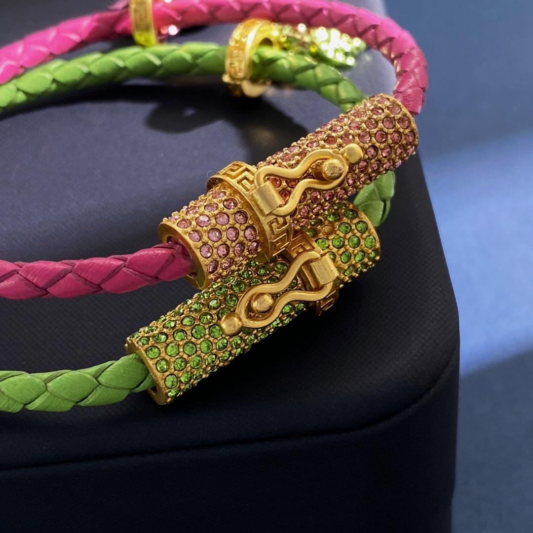 Versace Medusa Head Leather Bracelet - PerfectKickZ