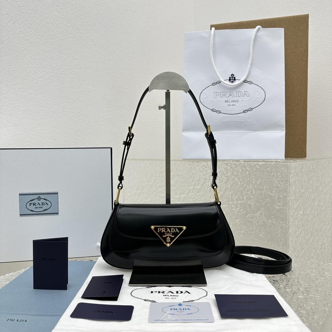 Prada Brushed Leather Shoulder Bag - PerfectKickZ