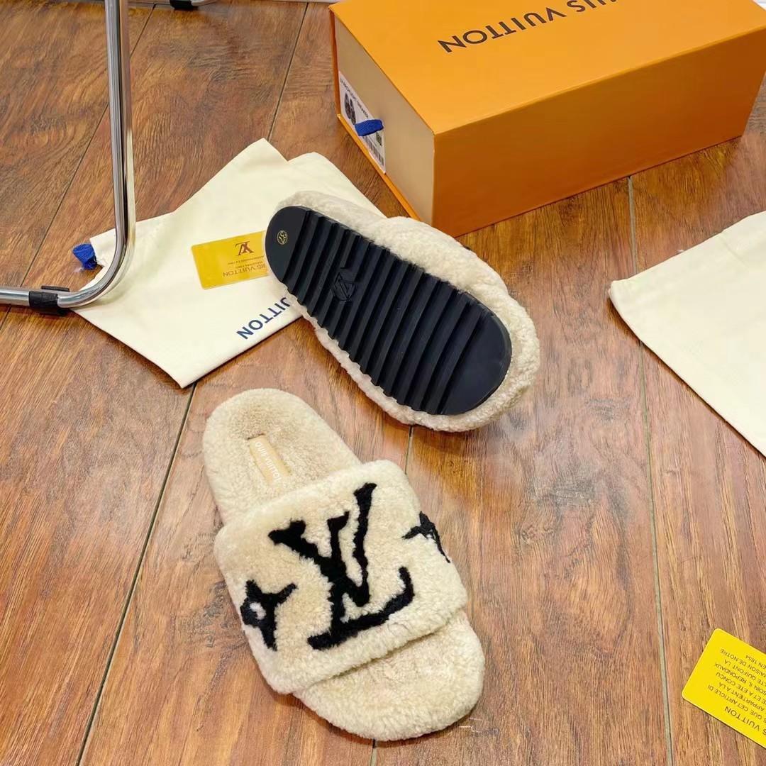 Louis Vuitton Shearling Slides - PerfectKickZ