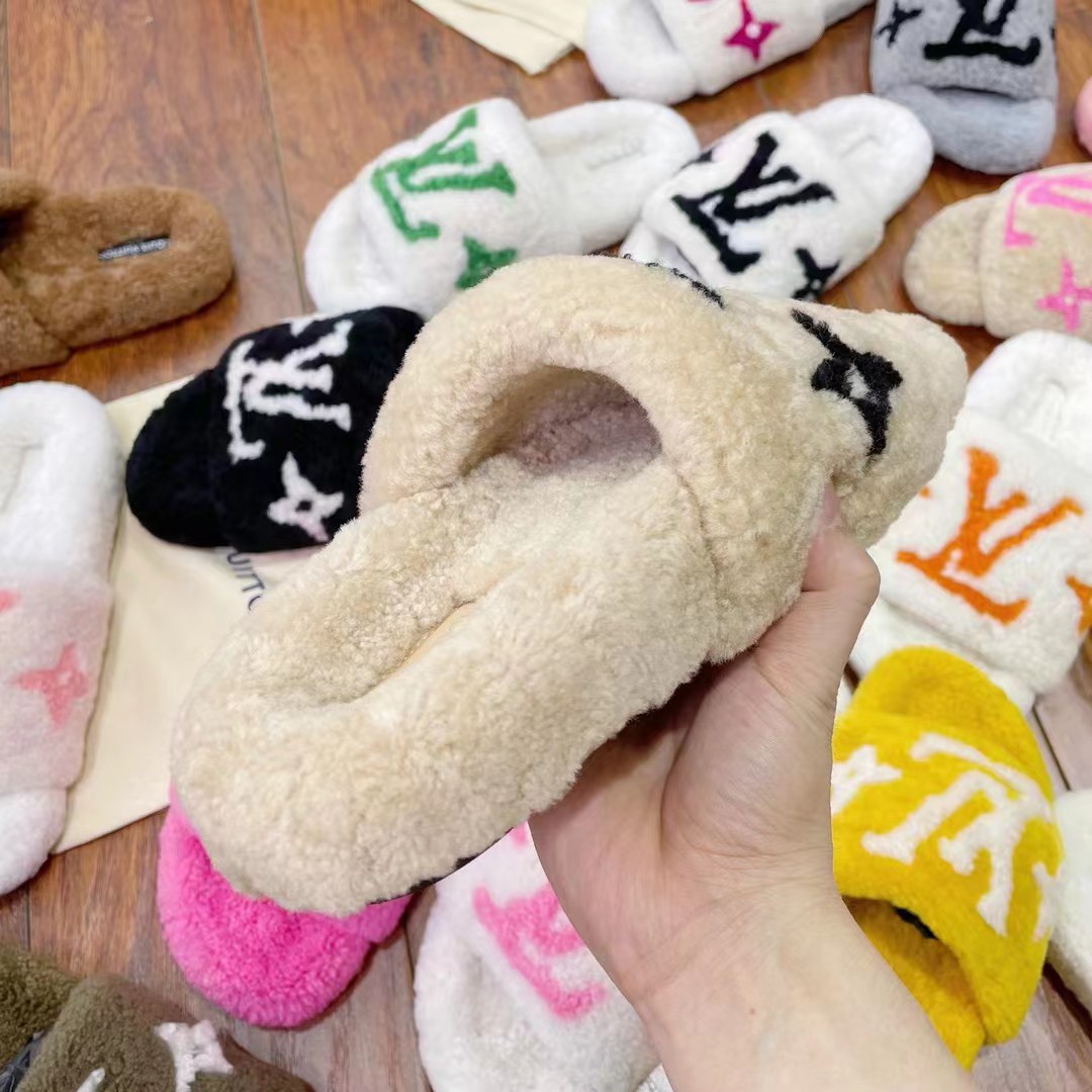 Louis Vuitton Shearling Slides - PerfectKickZ