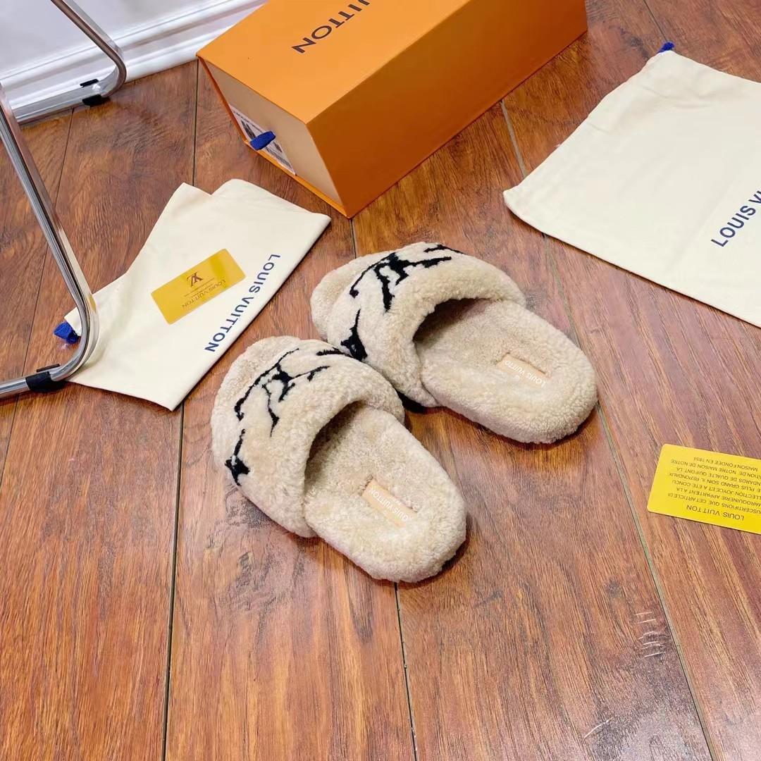Louis Vuitton Shearling Slides - PerfectKickZ