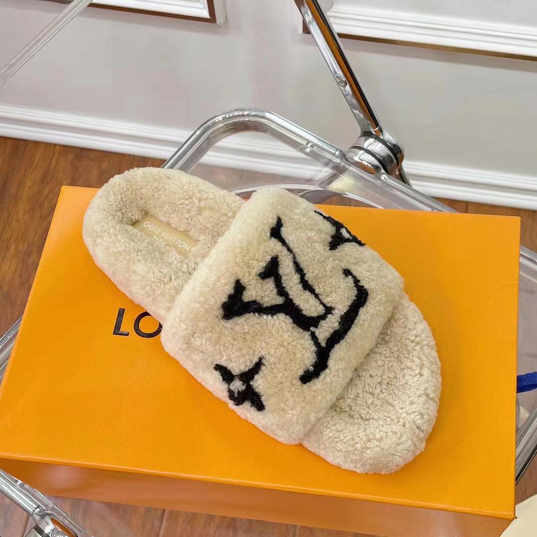 Louis Vuitton Shearling Slides - PerfectKickZ