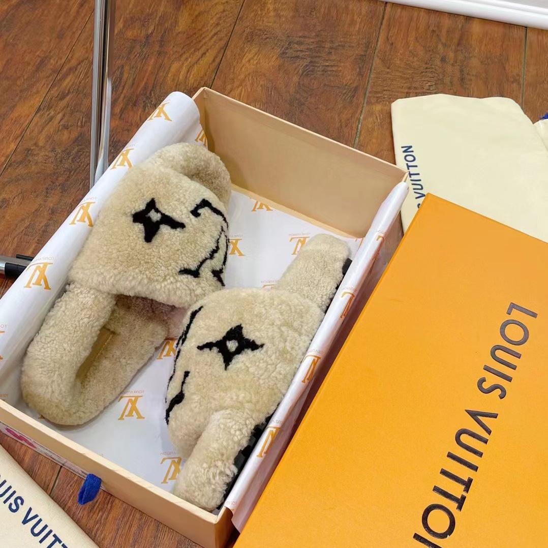 Louis Vuitton Shearling Slides - PerfectKickZ