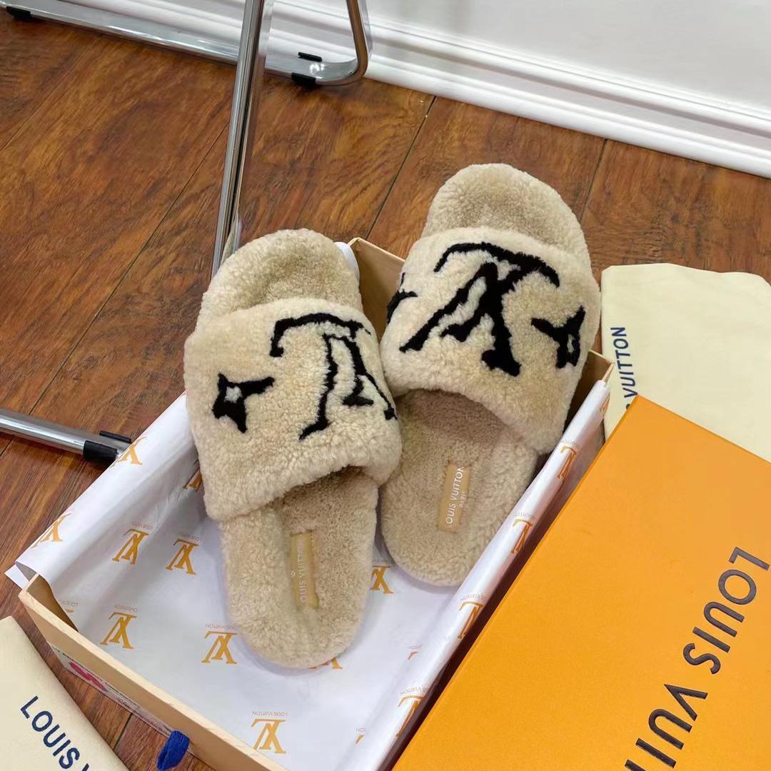 Louis Vuitton Shearling Slides - PerfectKickZ