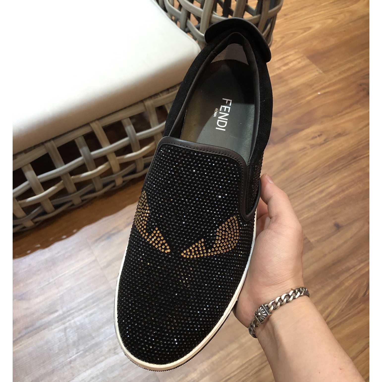 Fendi Men's Black Loafer Monster Eyes - PerfectKickZ