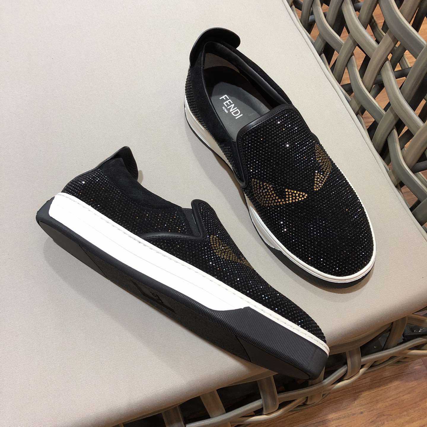 Fendi Men's Black Loafer Monster Eyes - PerfectKickZ