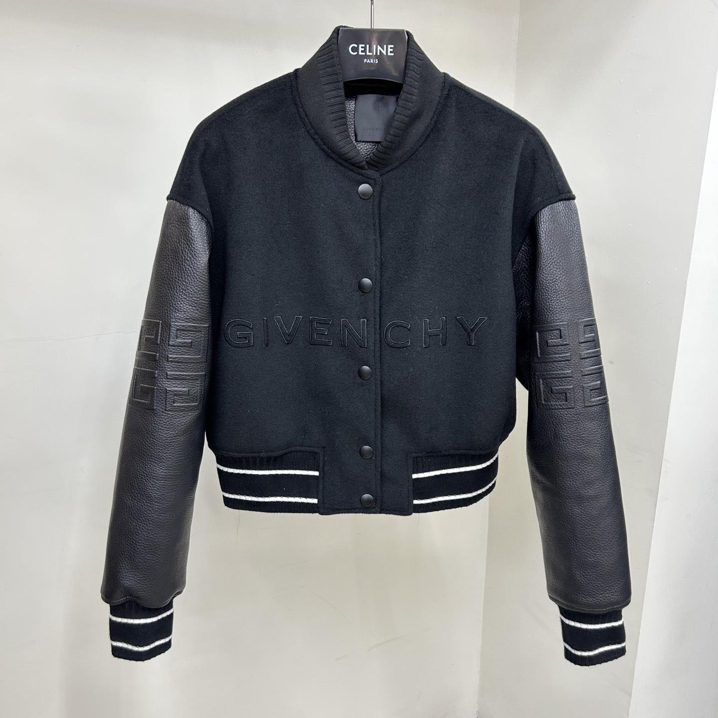 Givenchy Black Cropped Varsity Jacket - PerfectKickZ